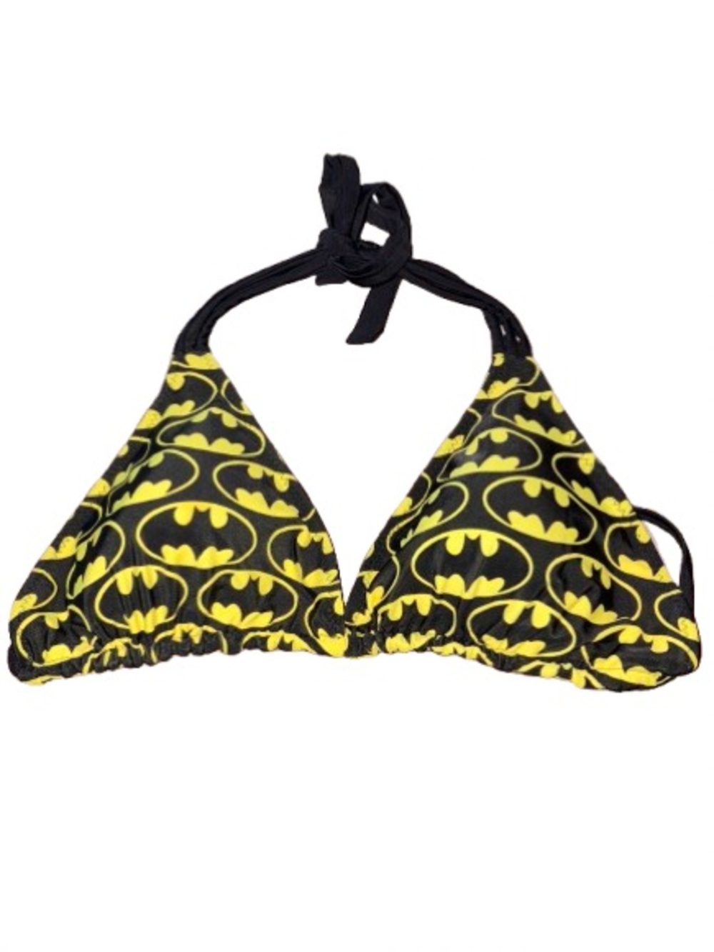 Graphic Batman Triangle Bikini Top - Black & Yellow size M